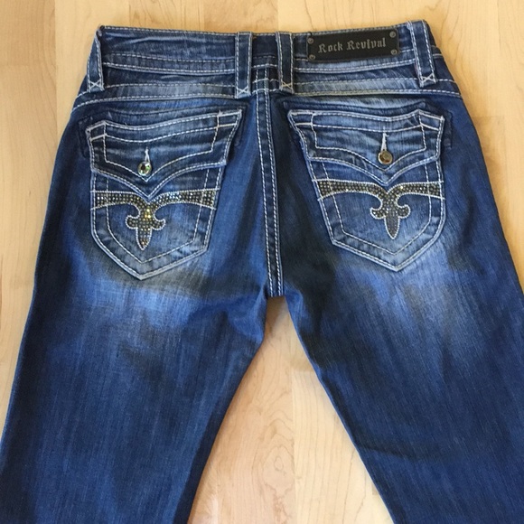 ROCK REVIVAL | Scarlett Wide Leg Stretch Trouser Jeans Embellished - Picture 4 of 15